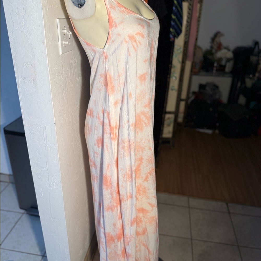Daybreak Pink & White Tie-Dye Maxi Slip Dress - Size L